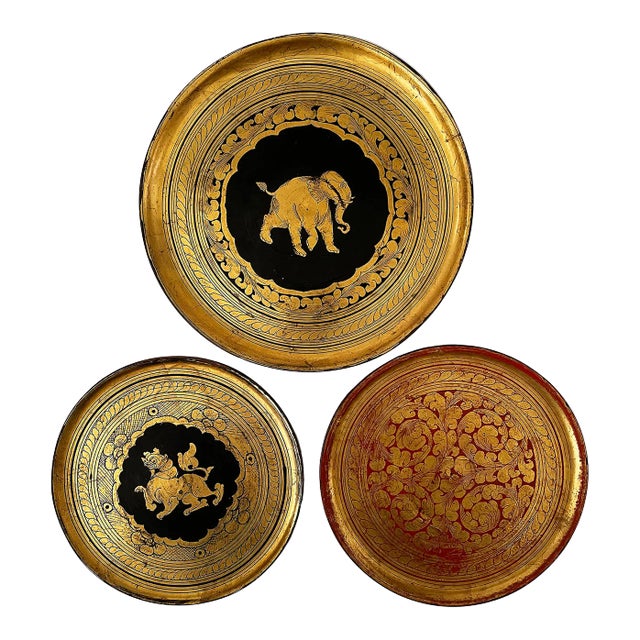 Decorative Wooden Plates - Collection of Three For Sale