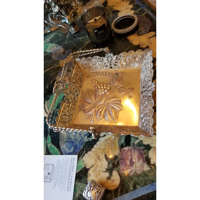 Antique Silver Plated Grape Themed Basket For Sale - Image 10 of 11