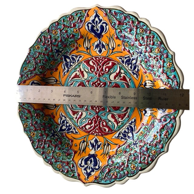 Ceramic 1990s Traditional Turkish Tile Hand Painted Plate For Sale - Image 7 of 7