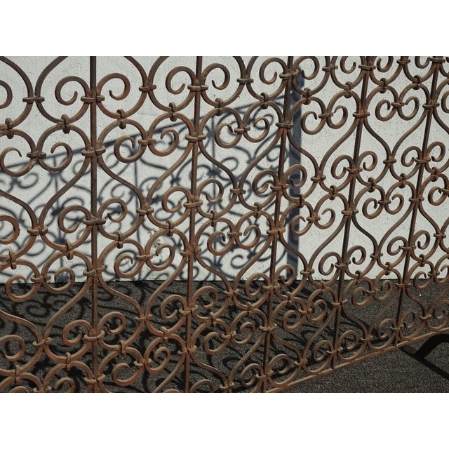Metal Vintage French Country Wrought Iron Fireplace Screen With Finials For Sale - Image 7 of 16