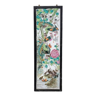 Large Antique Republic Period Chinese Famille Rose Porcelain Panel For Sale
