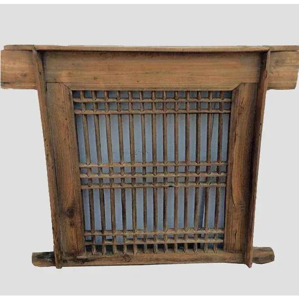 This antique Chinese wood screen panel window is in the same condition as it was found in the village in Shanxi, China....