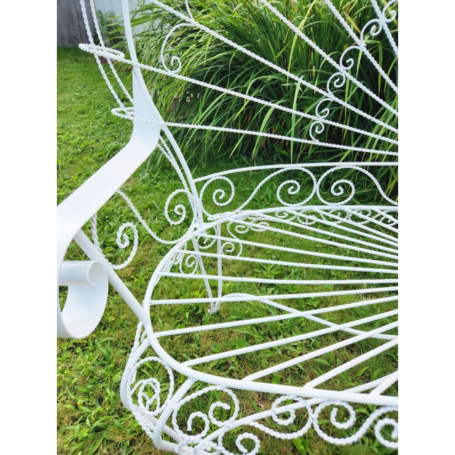 Vintage White Metal Salterini Style Peacock Settee For Sale - Image 10 of 12