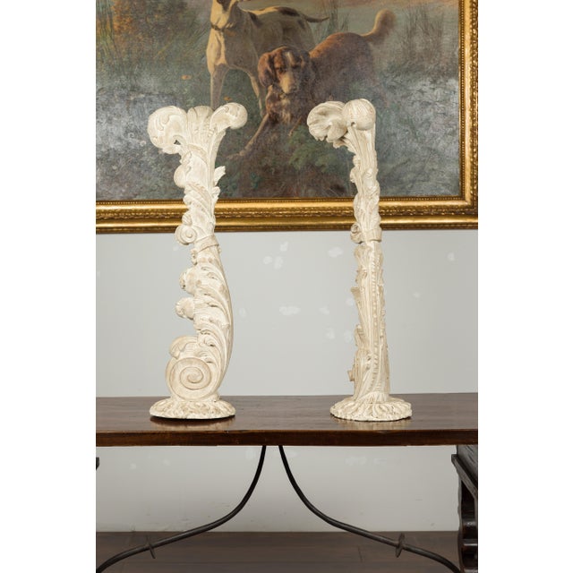 Maison Jansen Pair of Foliage Carved and Painted Wooden Fragments Circa 1940, Attributed to Maison Jansen For Sale - Image 4 of 12