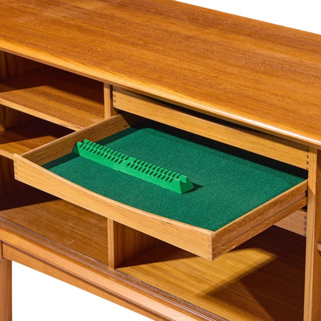 Bernhard Pedersen Mid Century Danish Teak Tambour Credenza and Hutch For Sale - Image 10 of 12