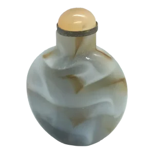 Vintage Glass Snuff Bottle Imitating Banded Agate