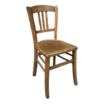 Vintage French Farmhouse Dark Oak Dining Chair, 1940s For Sale