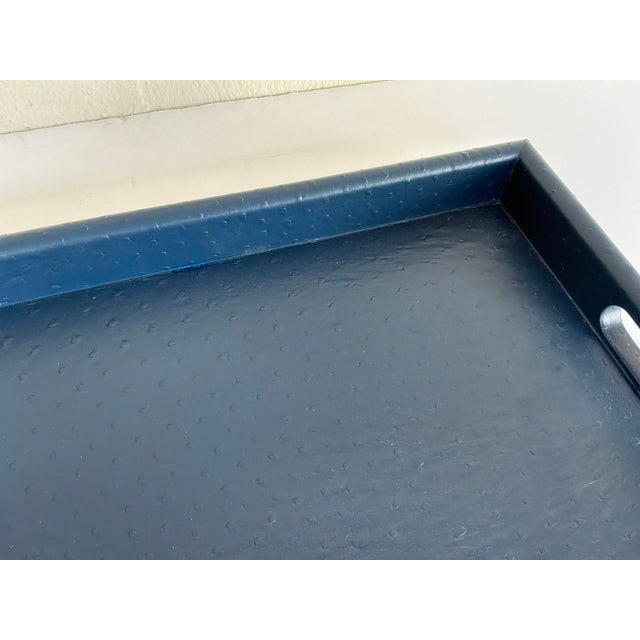 Made Goods Made Goods Co Aisling Lg. Navy Ostrich Tray For Sale - Image 4 of 4