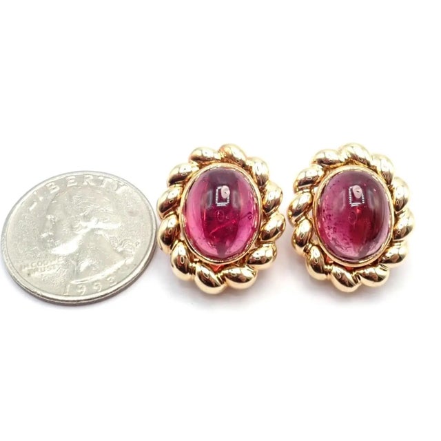 Late 20th Century Tiffany & Co. Yellow Gold Large Pink Tourmaline Earrings, Pair For Sale - Image 13 of 13