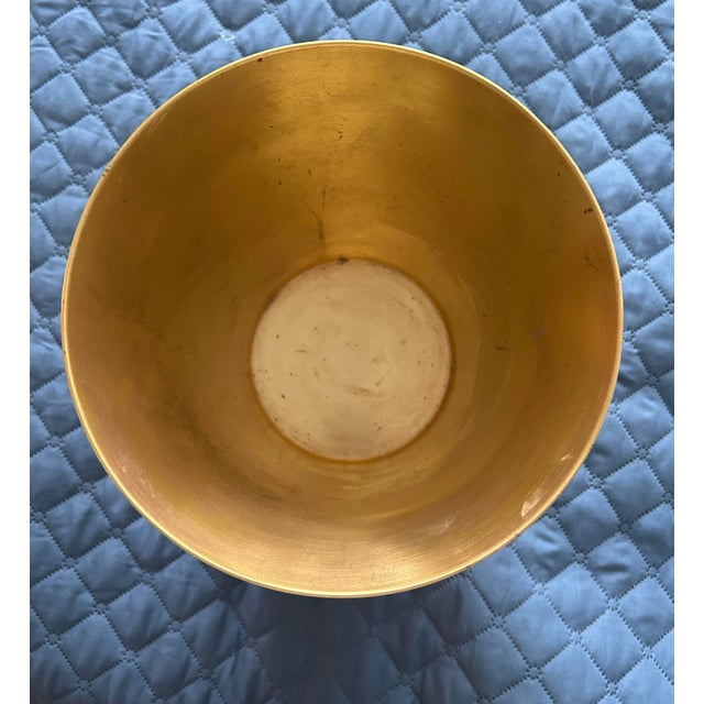 1990's Waterworks Studio Wallingford Brass wastebasket. 9.5" tall, 8.5" wide on top, 7" wide bottom. Stamped Waterworks on...