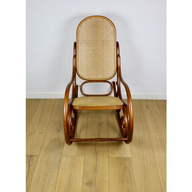 Rocking chair on runners, original light brown, 1970s - perfect like new. Brown rocking chair, 1970s. Original and in...