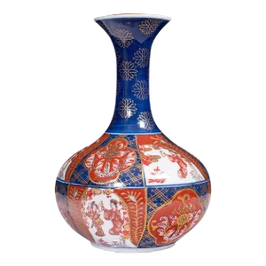 1980s Vintage Chinese Ceramic Imari Revival Flower Vase