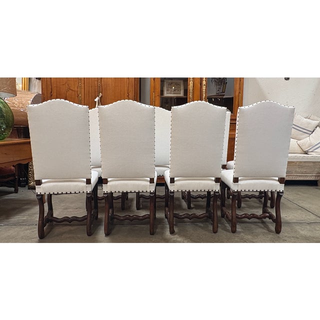 French 1920s Set of Eight Os De Mouton French Walnut Chairs For Sale - Image 3 of 11