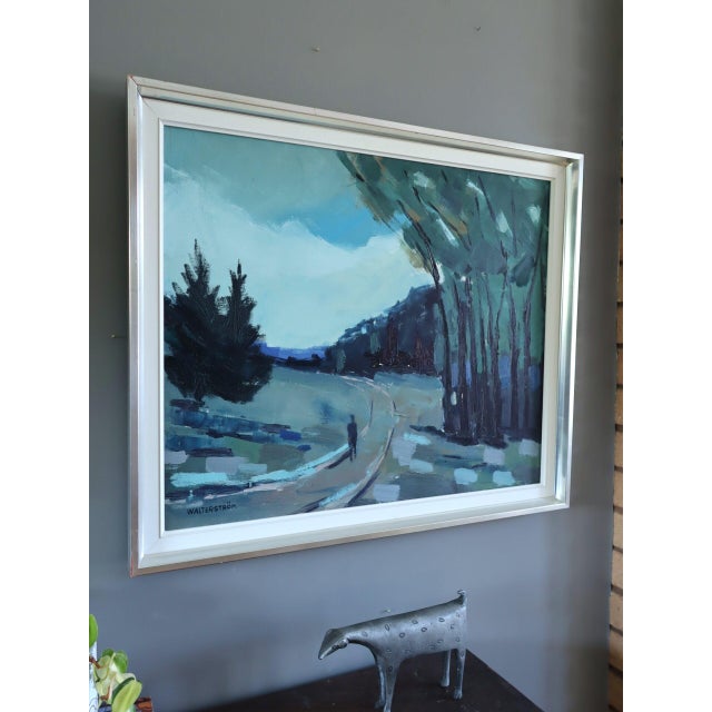 Mid-Century Modern 'The Long Turn Home' Vintage Swedish Expressive Landscape Oil Painting, Framed For Sale - Image 6 of 16