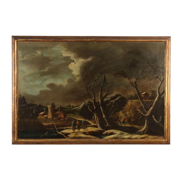 Marco Ricci, Winter Landscape, Oil on Canvas, Framed For Sale - Image 13 of 13