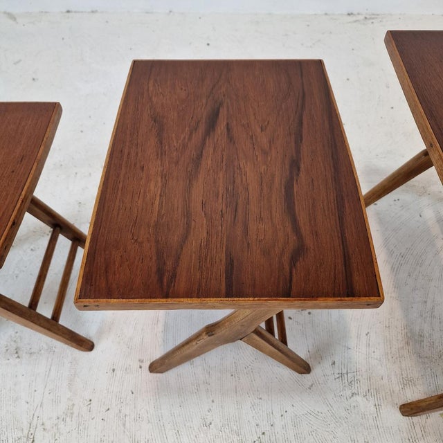 Wooden Nesting Tables, Holland, 1960s, Set of 3 For Sale - Image 11 of 16