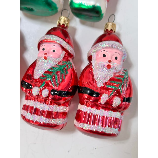 Vintage Glass Santa & Christmas Caroler Ornaments – Set of 7 For Sale - Image 4 of 12