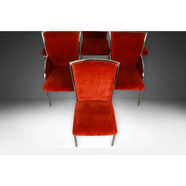 Contemporary Shells Inc. Mid Century Chrome Dining Chairs, Milo Baughman Style- Set of 6 For Sale - Image 4 of 11