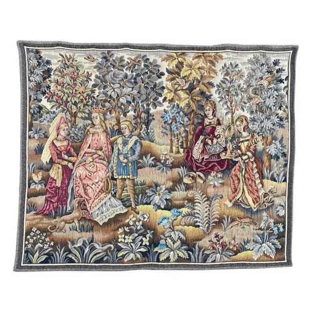 Vintage Medieval Design French Tapestry For Sale - Image 16 of 16