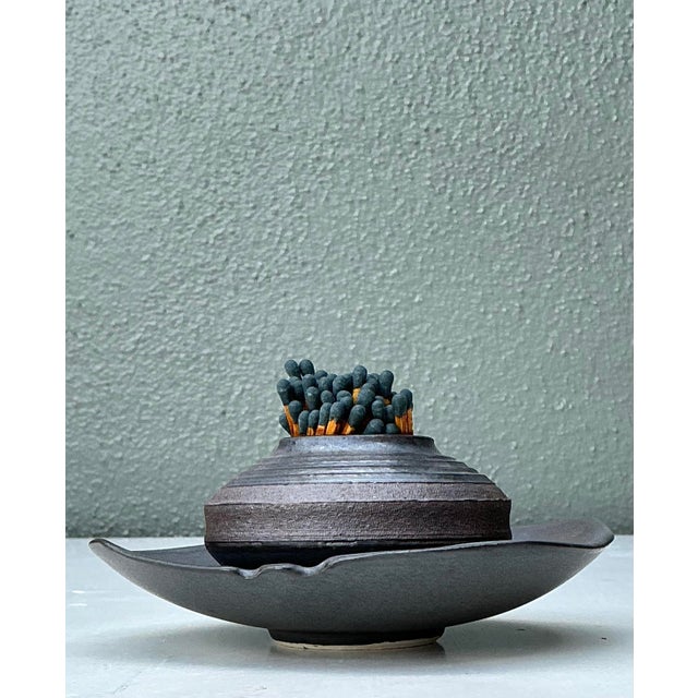Ceramic Vintage Original Studio Pottery Match Strike Set For Sale - Image 7 of 12