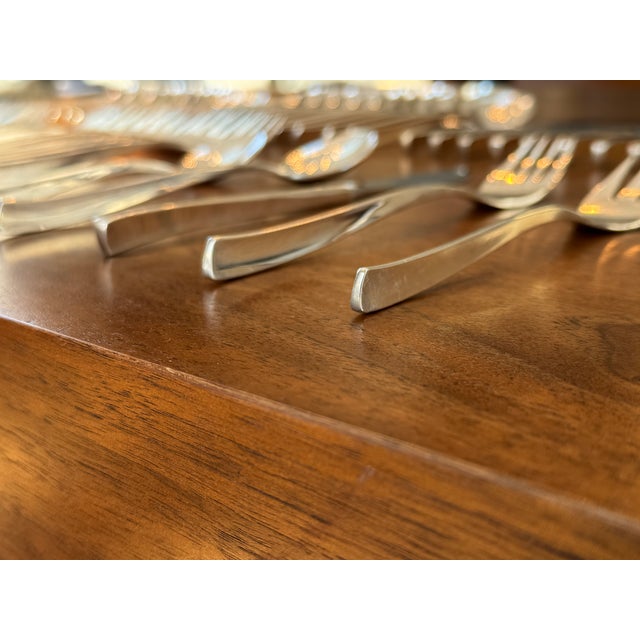 Silver Mid 20th Century “Vision” Sterling Silver Flatware by Ronald Hayes Pearson - 60 Piece For Sale - Image 8 of 9