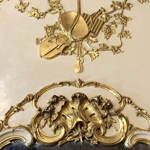 Wood 19th Century French Louis XIV Painted Trumeau For Sale - Image 7 of 12