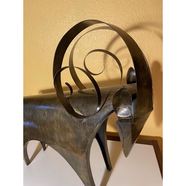 Large Handmade Ram Sculpture in Brass, 1970s For Sale - Image 3 of 18
