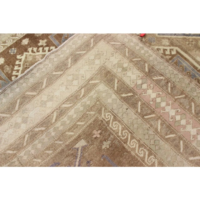 Vintage Turkish Oushak in Light Brown, Camel, Blue/Lavender and Cream 6′7″ × 8′7″ For Sale - Image 9 of 10