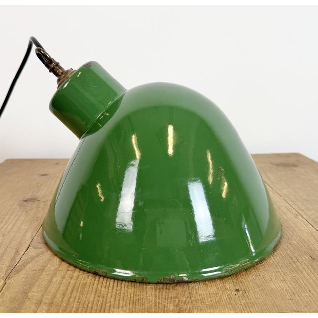 Industrial Green Enamel Factory Pendant Lamp, 1960s For Sale - Image 13 of 17