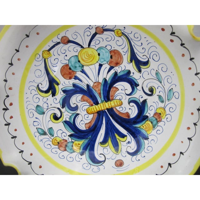 Italian Deruta Italian Colorful Maiolica Pottery Tazza Pedestal Fruit Bowl For Sale - Image 3 of 9