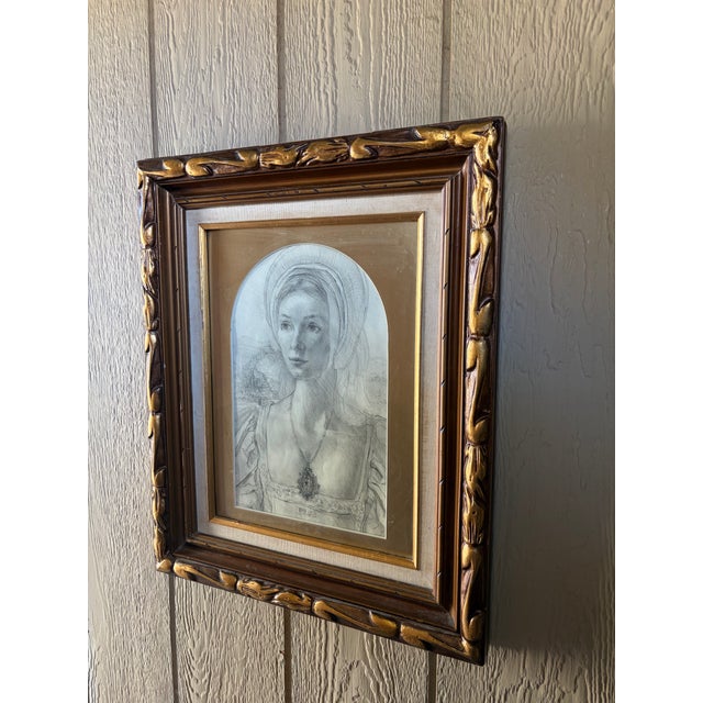 Mid-Century Modern 1968 Mid-Century Modern Robert Tripp Framed Pencil Portrait Drawing For Sale - Image 3 of 12
