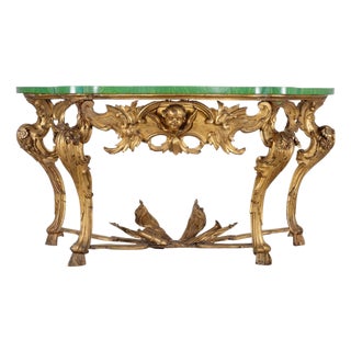 18th Century Italian Rococo Carved Giltwood Console Table For Sale