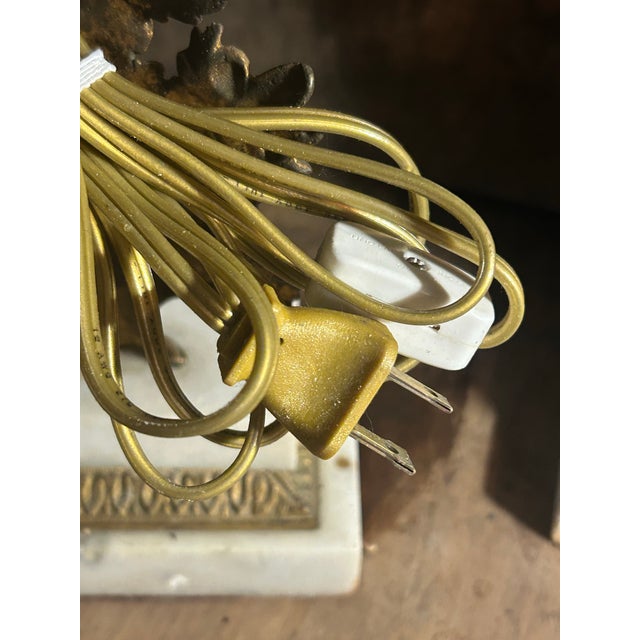 1850s Cornelius Style Brass Floral Basket Girandole Mantel Lamps - Pair For Sale - Image 10 of 11