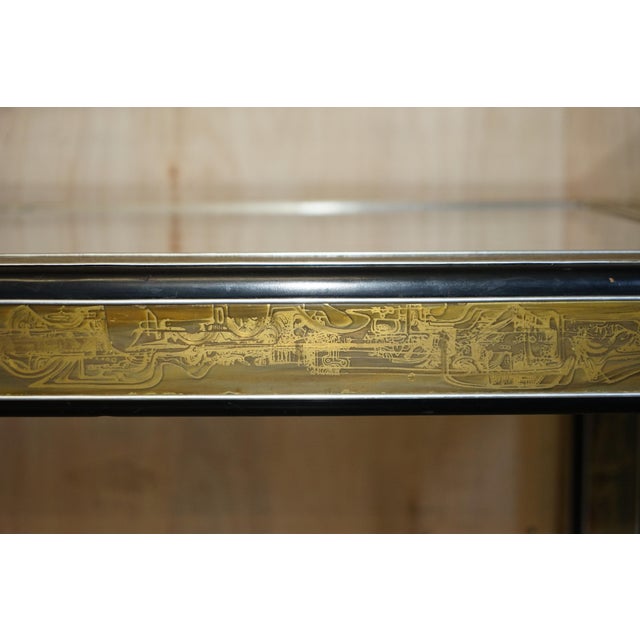 Black Mid-Century Modern Acid Etched Coffee Table by Bernhard Rohne For Sale - Image 8 of 18