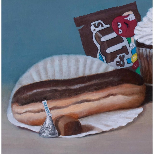 Realism Chocolate Choices by Kelly Birkenruth | Oil on panel Still life of desserts and candy. For Sale - Image 3 of 5