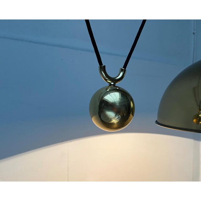 Metal Vintage German Postmodern Brass Model Duos Counterweight Pendant Light by Florian Schulz, 1980s For Sale - Image 7 of 18