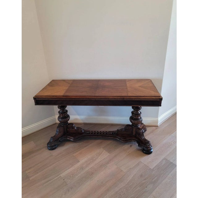 Brown Rare Antique American Renaissance Extension Library Table - Signed For Sale - Image 8 of 11