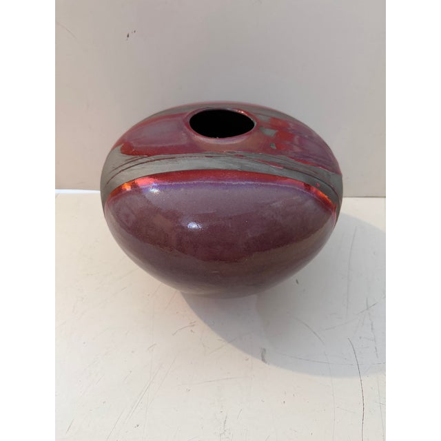 Early 21st Century Vintage Raku Art Pottery Vessel, Signed For Sale - Image 5 of 7