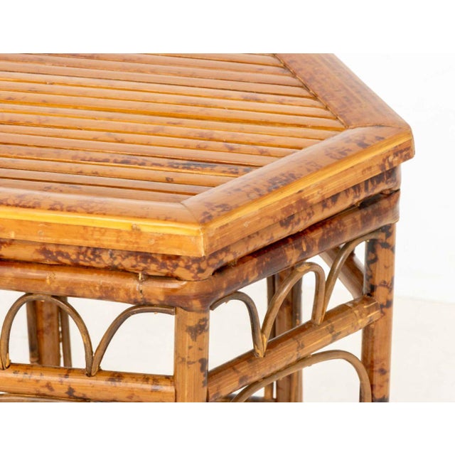 Modern Hexagonal Bent Bamboo Side Table For Sale - Image 4 of 6