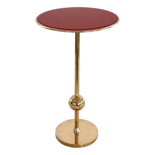 Vintage Italian Side Table in Brass and Red Glass by Osvaldo Borsani for Tecno, 1950s For Sale