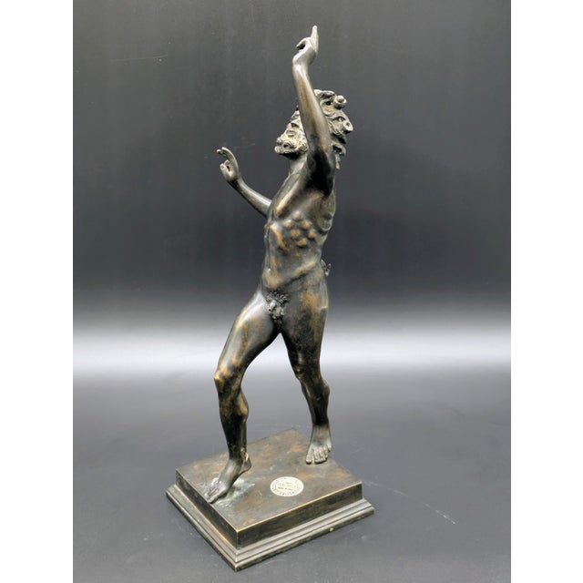 Vintage Italian Bronze Sculpture: "The Dancing Faun of Pompeii" For Sale - Image 4 of 11
