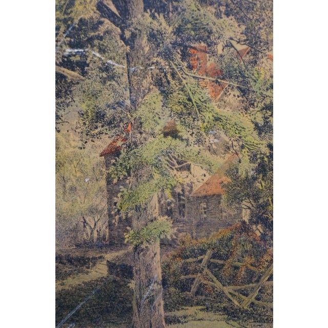 Antique Hw Robbins Where Noble Elms Abound Cows Farmhouse Road Etching 34" For Sale - Image 15 of 15