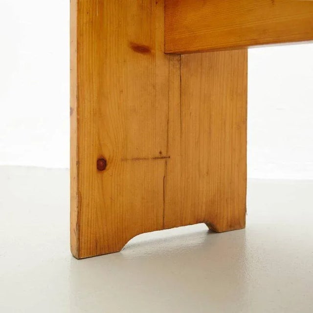 Brown Vintage Les Arcs Stool by Charlotte Perriand For Sale - Image 8 of 10