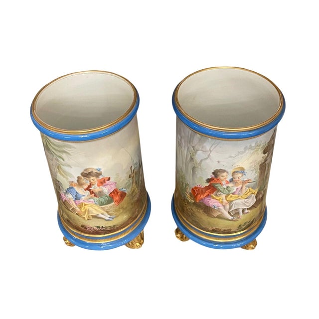 Ceramic Late 19th Century Pair of French Sèvres Style Porcelain Vases. For Sale - Image 7 of 10