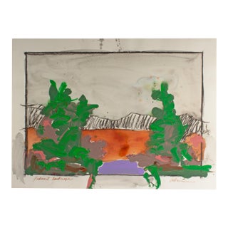 “Piedmont Landscape” Abstract Mixed Media Painting Signed by Harry Hilson For Sale