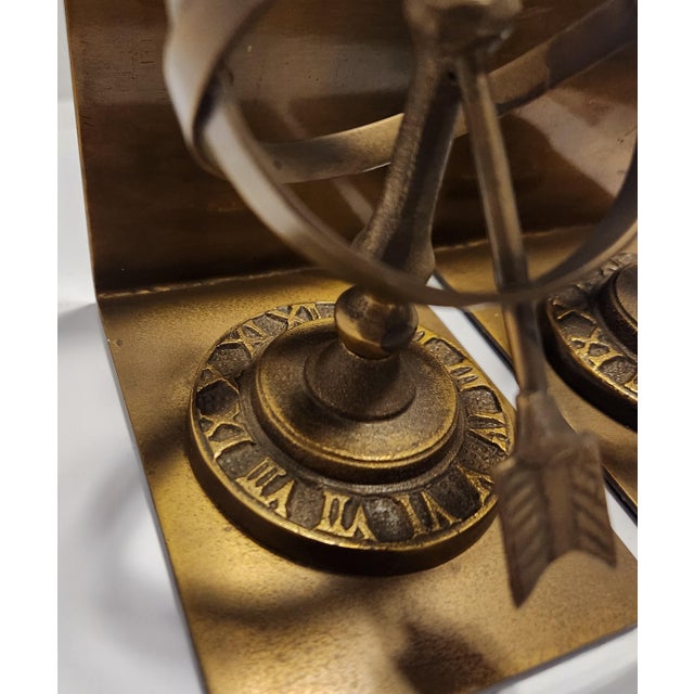 1980s Brass Vintage Celestial Armillary Sundial Bookends - Pair For Sale - Image 5 of 6