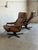 Brown Pair of Brown Leather Swivel Lounge Chairs Danish Mid-Century Modern 1970s For Sale - Image 8 of 13