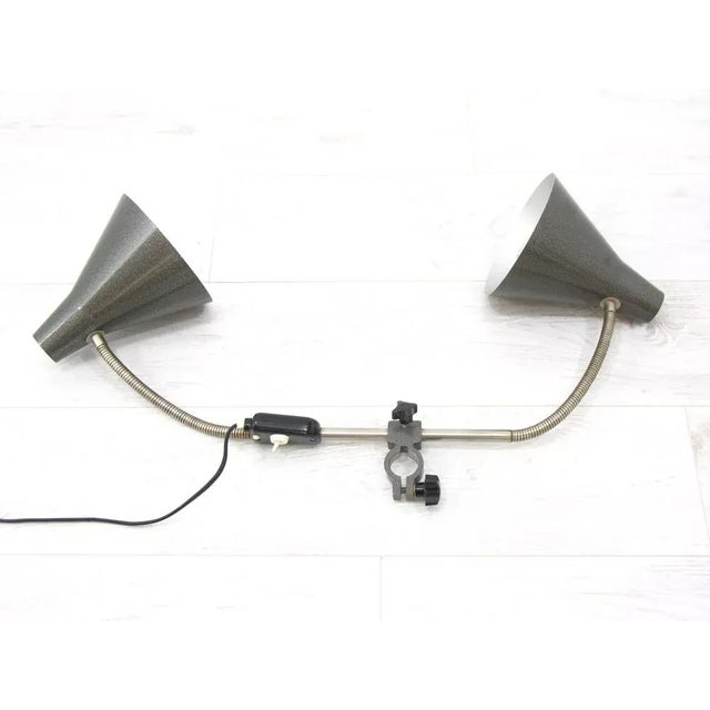 Gray Architect's Table Double Lamp, 1950s For Sale - Image 8 of 10