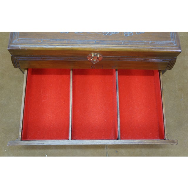 Late 20th Century Japanese Camphorwood Brass Okinawa Pagoda Jewelry Chest Box 17" For Sale - Image 17 of 18