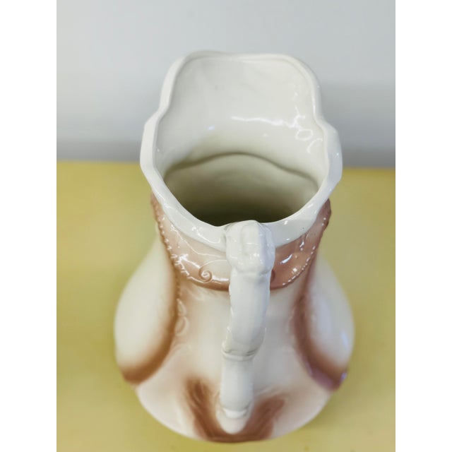 Pink Antique Victorian Ironstone Pitcher For Sale - Image 8 of 10